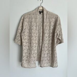 416 Eileen Fisher Wool Lace Crochet Knit Lightweight Cardigan Sweater Medium
